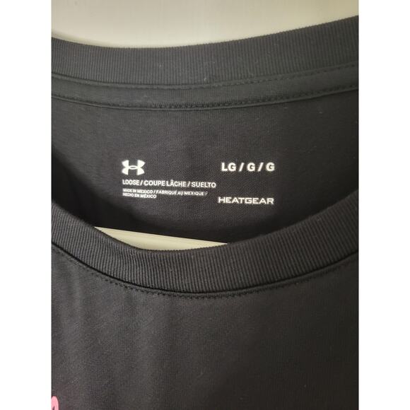 Under Armour Tech Script Crewneck Women's Black Pink Short Sleeve Top Size L - Picture 3 of 5